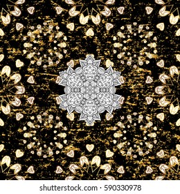 Classic vector golden pattern. Traditional orient ornament. Classic vintage background. Golden pattern on black background with golden elements.