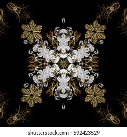 Classic vector golden pattern. Traditional orient ornament, classic vintage background. On black background with golden elements.