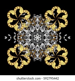 Classic vector golden pattern. Traditional orient ornament. Classic vintage background. on black background with golden elements. Vector illustration.