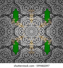 Classic vector golden pattern. Traditional orient ornament. Classic vintage background. Pattern on green background with golden elements.