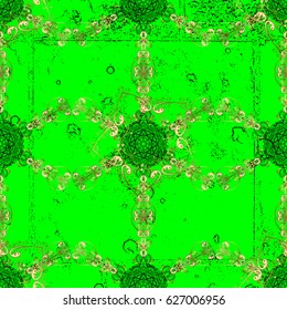 Classic vector golden pattern. Traditional orient ornament. Classic vintage background. Golden pattern on green background with golden elements.