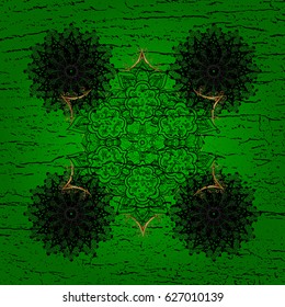 Classic vector golden pattern. Traditional orient ornament. Classic vintage background. Pattern on green background with golden elements.