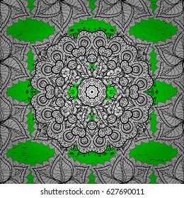 Classic vector golden pattern. Traditional orient ornament. Classic vintage background. Pattern on green background with golden elements. Vector illustration.