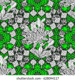 Classic vector golden pattern. Traditional orient ornament. Classic vintage background. Pattern on green background with golden elements.