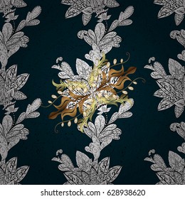 Classic vector golden pattern. Traditional orient ornament. Classic vintage background. Pattern on blue background with golden elements. Vector illustration.