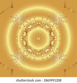 Classic vector golden pattern. Classic vintage background. Traditional orient ornament. Golden pattern on beige and yellow colors with golden elements.