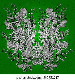 Classic vector golden pattern. Classic vintage background. Pattern on green background with golden elements. Traditional orient ornament.