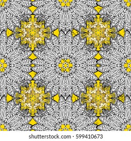 Classic vector golden pattern. Classic vintage background. Pattern on yellow background with elements. Traditional orient ornament.