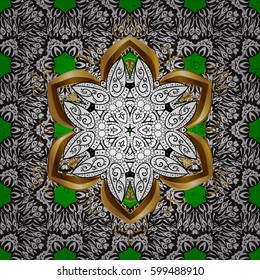 Classic vector golden pattern. Classic vintage background. Pattern on green background with golden elements. Traditional orient ornament.