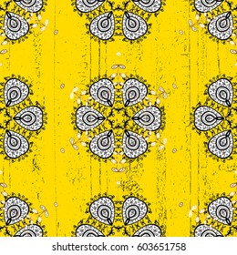 Classic vector golden pattern. Classic vintage background. Pattern on yellow background with golden elements. Traditional orient ornament.