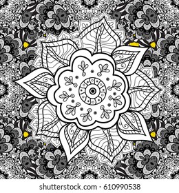 Classic vector golden pattern. Classic vintage background. Pattern on yellow background with golden elements. Traditional orient ornament.