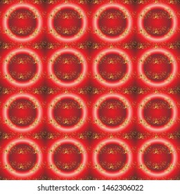 Classic vector golden seamless pattern. Floral ornament brocade textile pattern, glass, metal with floral pattern on pink and red colors with golden elements.