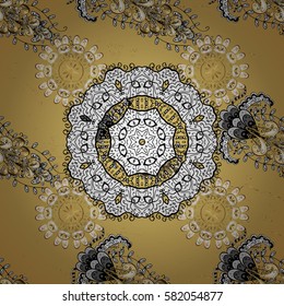 Classic vector golden. Classic vintage background. On yellow background with golden elements. Traditional orient ornament.