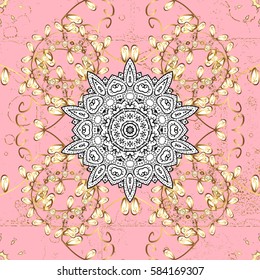 Classic vector golden. Classic vintage background. On pink background with golden elements. Traditional orient ornament.