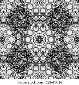 Classic vector gray seamless pattern. Classic vintage background. Seamless pattern on gray background with gray elements. Traditional orient ornament.