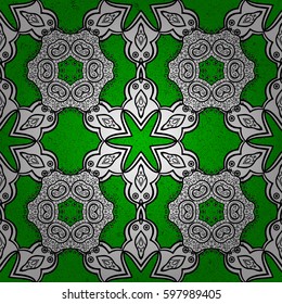 Classic vector green and golden pattern. Traditional orient ornament. Classic vintage background.