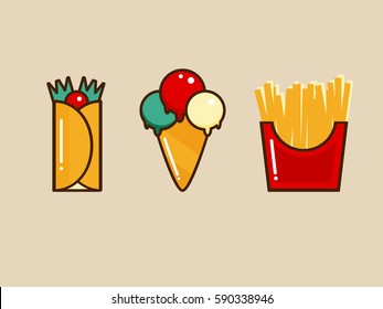 Classic  vector hand drawn illustration in mexican style / fast food menu, street food / tasty retro menu / buritos