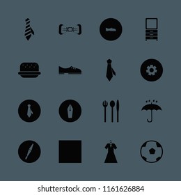 classic vector icons set. with gear, men shoes, umbrella and evening dress in set