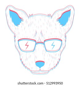 Classic vector illustration cat wearing sunglasses with white background