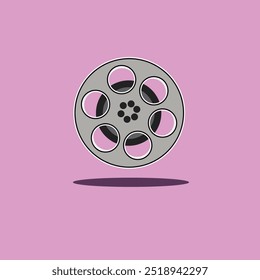 Classic vector illustration of a vintage roll film, showcasing its iconic reel and filmstrip design. Perfect for retro-themed projects, photography-related graphics, or nostalgic designs. Ideal for mi