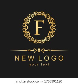 Classic vector logo. Gold capital letter. F