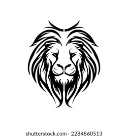 Un clásico logo vectorial de un león, en blanco y negro.