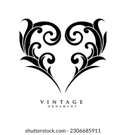Classic vector ornament with heart shape