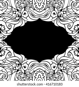 Classic vector ornamental frame. Zentangle style. Floral design