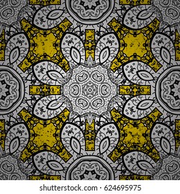 Classic vector ornamental pattern. Traditional orient ornament. Classic vintage background. Pattern on yellow background with ornamental elements.