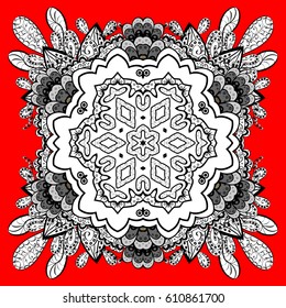 Classic vector pattern. Traditional orient ornament. Classic vintage background. White pattern on red and white background with elements.