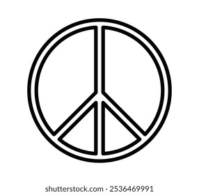 Classic vector peace symbol icon, representing peace, unity, and harmony in a minimalistic design. Editable stroke.