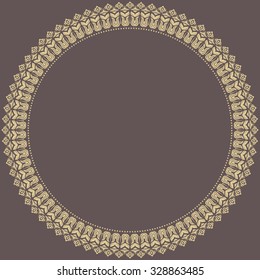Classic vector round frame with golden arabesques and orient elements. Abstract fine ornament