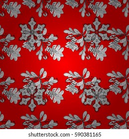 Classic vector seamless pattern. Floral ornament brocade textile pattern, glass, with floral pattern on red background with white elements.