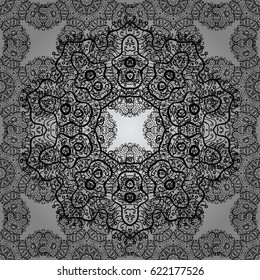 Classic vector seamless pattern. Floral ornament brocade textile pattern, glass, with floral pattern on gray background with gray elements.