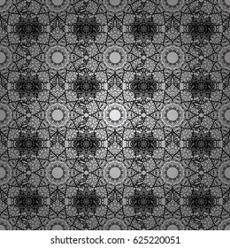 Classic vector seamless pattern. Floral ornament brocade textile pattern, glass, with floral pattern on gray background with dim elements.