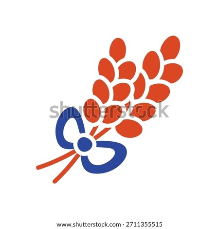 A classic vector silhouette of a wheat sheaf tied with a bow, symbolizing autumn harvest and abundance. Ideal for Thanksgiving, farm, and food-related designs.