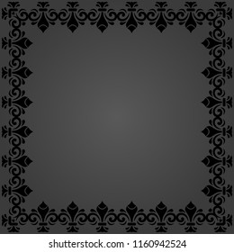 Classic vector square frame with arabesques and orient elements. Abstract ornament with place for text. Vintage pattern