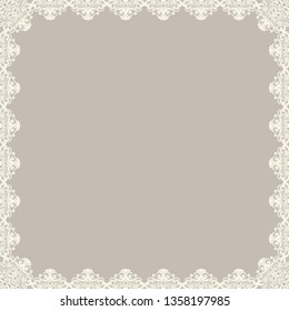 Classic vector square frame with arabesques and orient elements. Abstract light ornament with place for text. Vintage pattern. Vector retro illustration. Ideal for printing on fabric or paper.