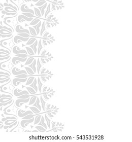 Classic vector square frame with arabesques and orient light silver elements. Abstract ornament with place for text. Vintage pattern