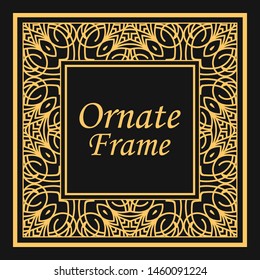 Classic vector square frame with ornate elements. Abstract modern art deco ornament with place for text. Vintage pattern