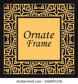 Classic vector square frame with ornate elements. Abstract modern art deco ornament with place for text. Vintage pattern