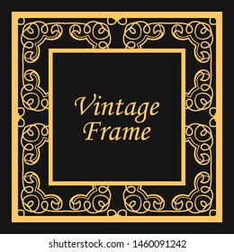Classic vector square frame with ornate elements. Abstract modern art deco ornament with place for text. Vintage pattern
