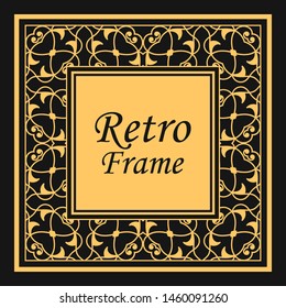 Classic vector square frame with ornate elements. Abstract modern art deco ornament with place for text. Vintage pattern