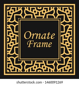 Classic vector square frame with ornate elements. Abstract modern art deco ornament with place for text. Vintage pattern