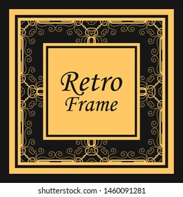 Classic vector square frame with ornate elements. Abstract modern art deco ornament with place for text. Vintage pattern