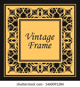 Classic vector square frame with ornate elements. Abstract modern art deco ornament with place for text. Vintage pattern