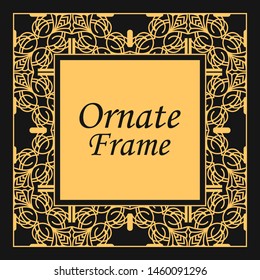 Classic vector square frame with ornate elements. Abstract modern art deco ornament with place for text. Vintage pattern