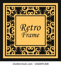 Classic vector square frame with ornate elements. Abstract modern art deco ornament with place for text. Vintage pattern