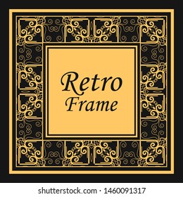Classic vector square frame with ornate elements. Abstract modern art deco ornament with place for text. Vintage pattern