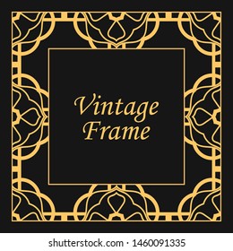 Classic vector square frame with ornate elements. Abstract modern art deco ornament with place for text. Vintage pattern